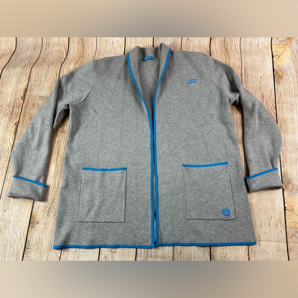 AT&T Grey Cardigan Blazer Longsleeve Employee Sweater Size XL